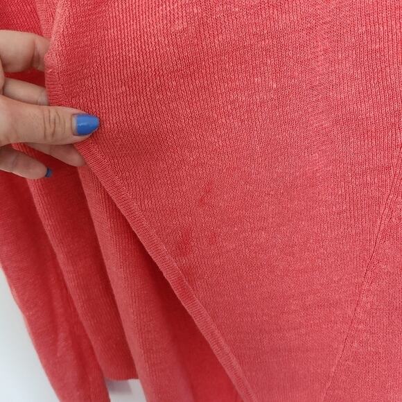 Eileen Fisher Organic Linen Coral‎ Open Front Cardigan XS - Picture 5 of 9